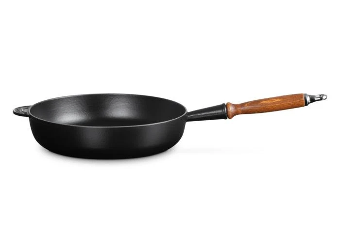商品Le Creuset|Sauteuse 28cm en fonte émaillée noire avec manche en bois,价格¥1719,第1张图片