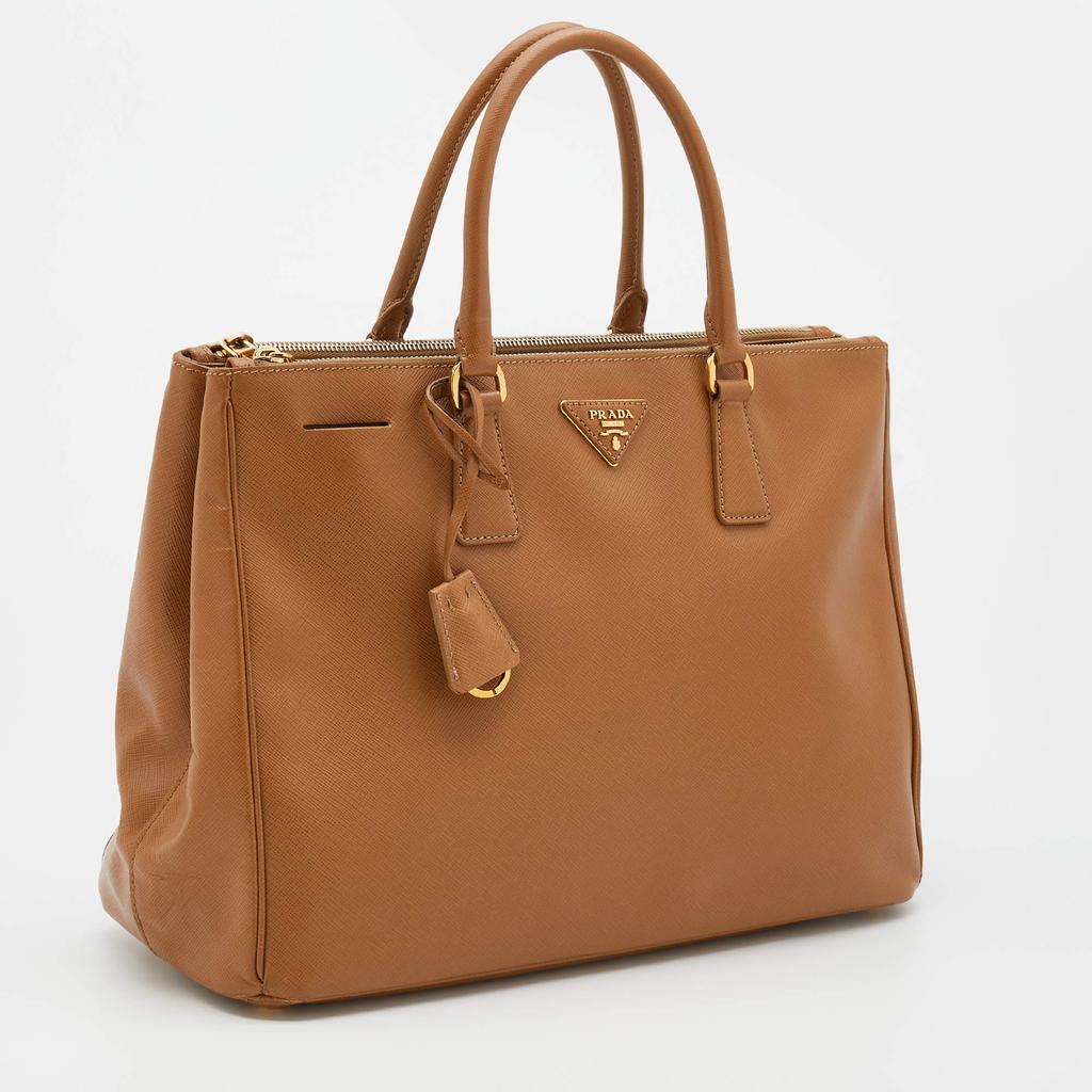 Prada Caramel Brown Saffiano Lux Leather Large Double Zip Tote商品第3张图片规格展示