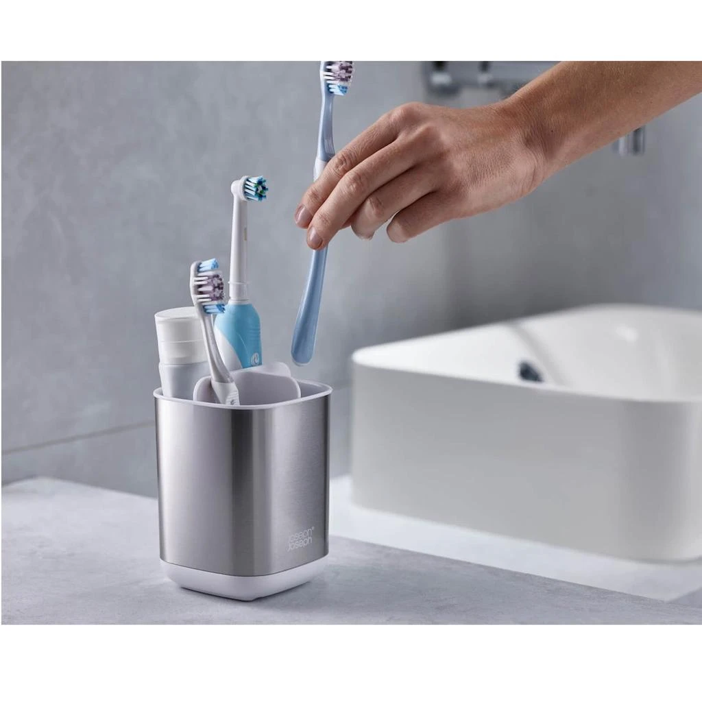 商品Joseph Joseph|Joseph Joseph EasyStore Steel Toothbrush Caddy - Steel,价格¥154,第4张图片详细描述