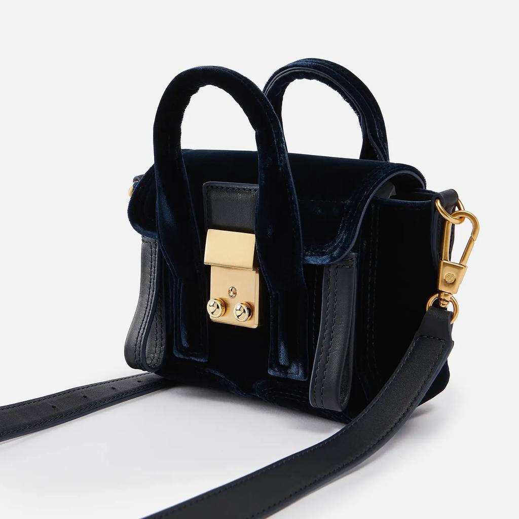 3.1 Phillip Lim Pashli Nano Leather-Trimmed Velvet Shoulder Bag商品第4张图片规格展示