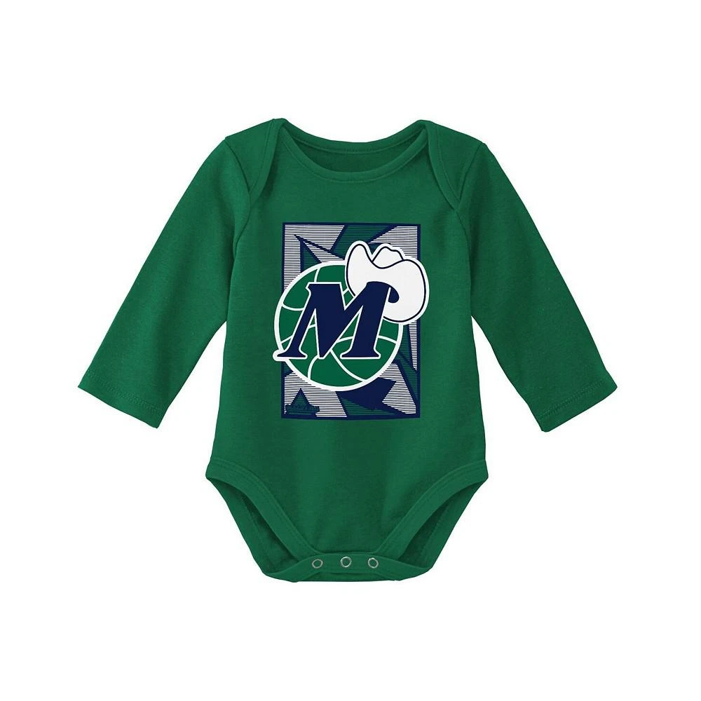 商品Mitchell & Ness|Infant Boys and Girls Navy, Green Dallas Mavericks Hardwood Classics Bodysuits and Cuffed Knit Hat Set,价格¥301,第2张图片详细描述