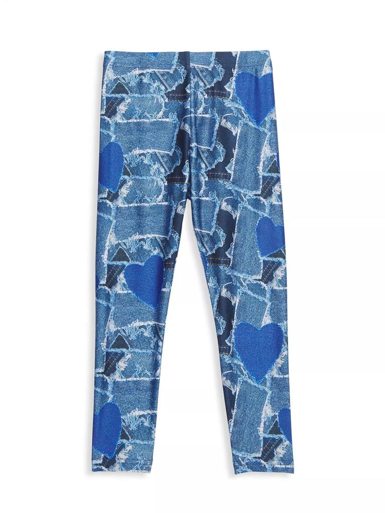 商品Zara Terez|Little Girl's Denim Heart Patchwork Leggings,价格¥217,第1张图片
