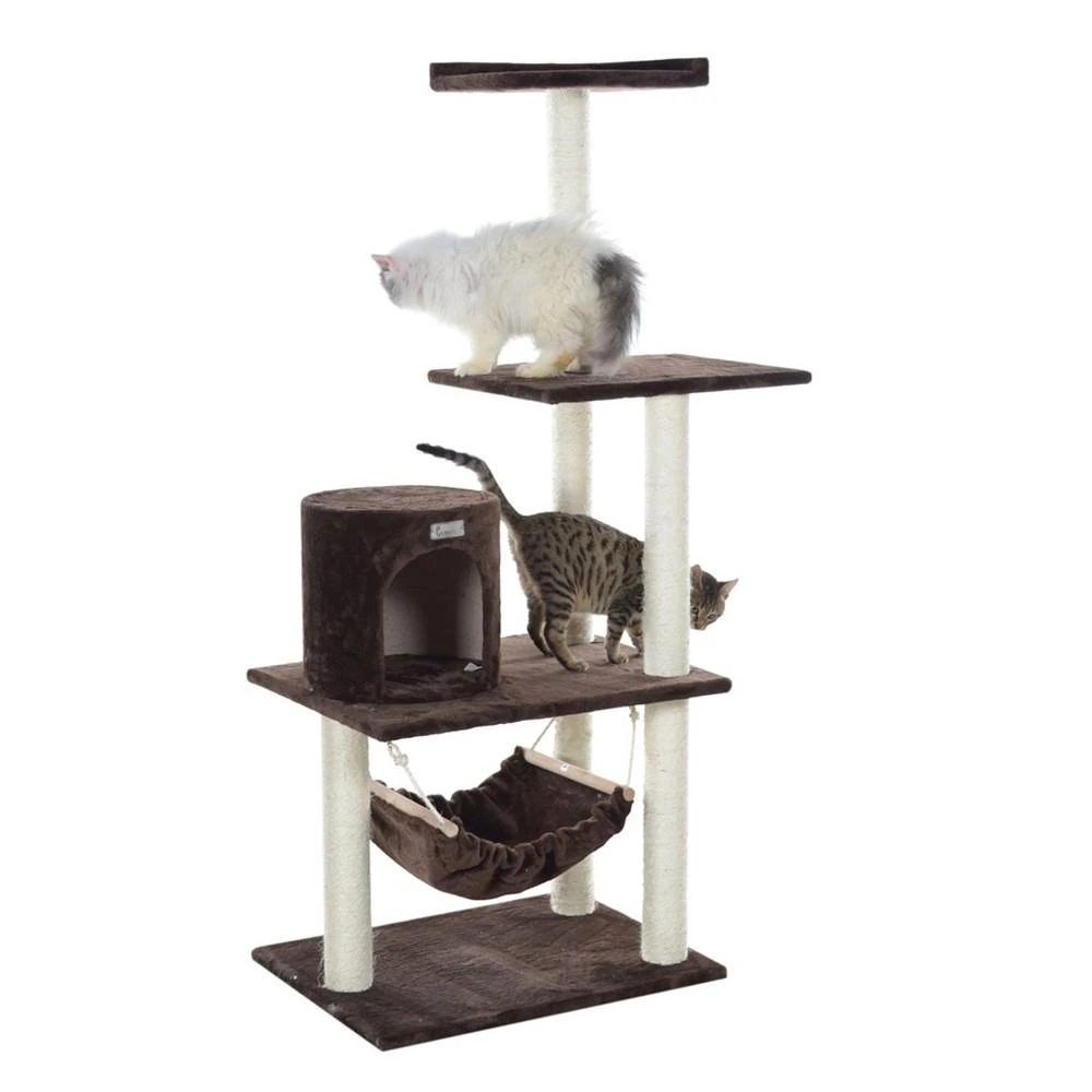 商品Macy's|59-Inch Real Wood Cat Tree With Condo & Hammock,价格¥1303,第1张图片
