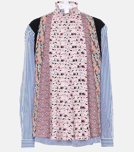 商品Prada|Printed crêpe and cotton blouse,价格¥16133,第1张图片