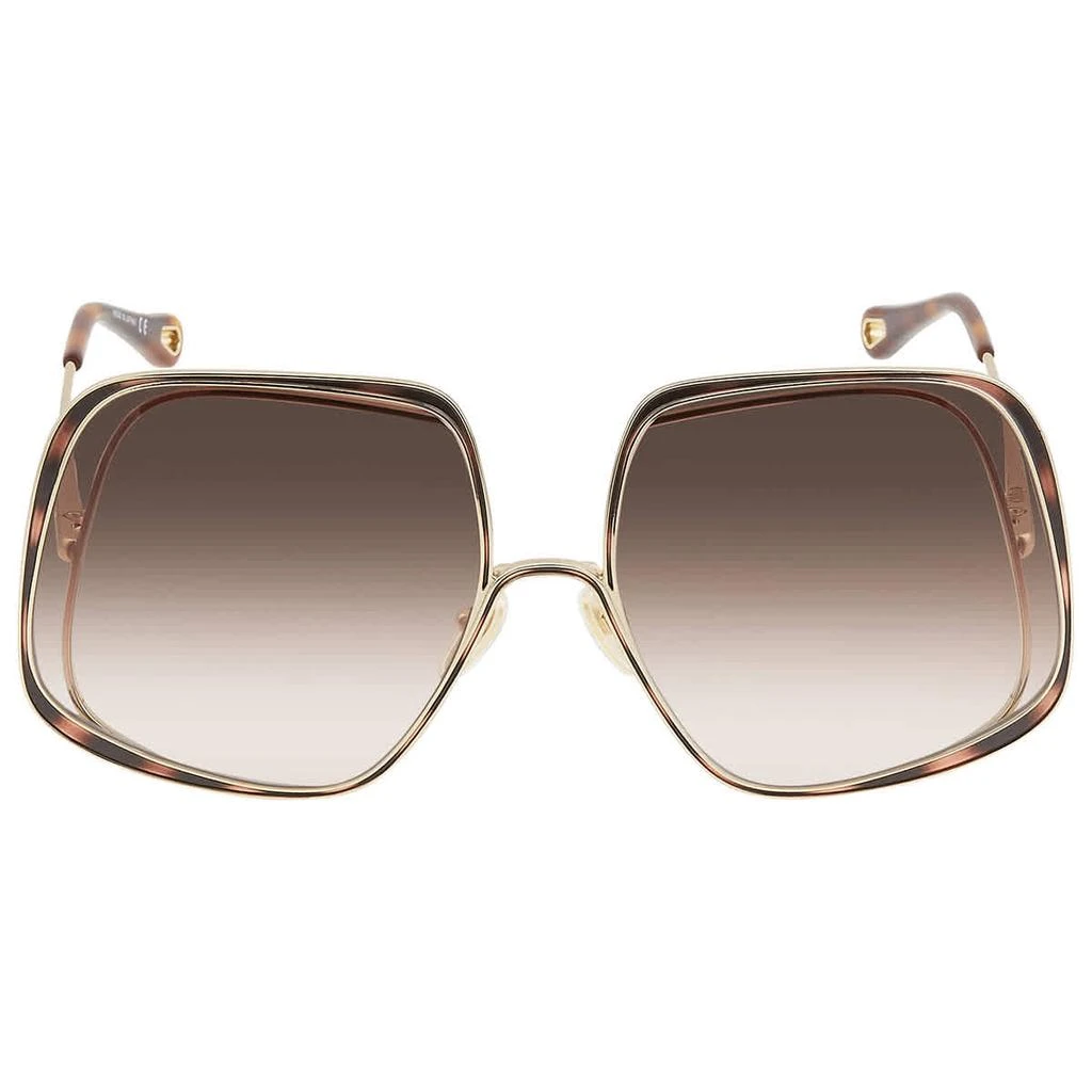 商品Chloé|Chloe Brown Gradient Oversized Ladies Sunglasses CH0035S 002 62,价格¥1734,第2张图片详细描述