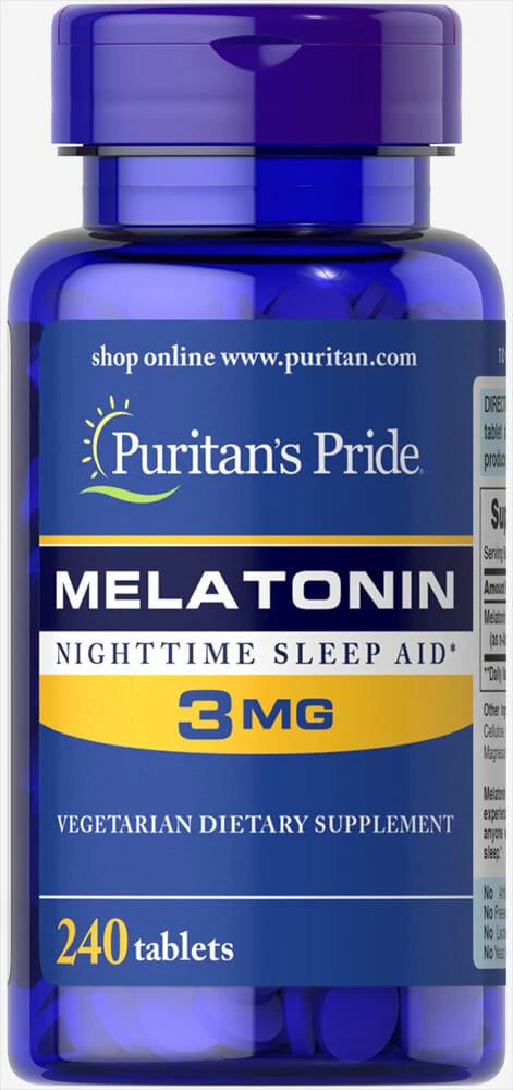 商品Puritan's Pride|小蓝瓶褪黑素3mg 睡眠片 240片/瓶,价格¥143,第1张图片