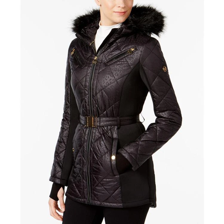 商品Michael Kors|MICHAEL  Active Faux-Fur Hooded Belted Puffer Coat,价格¥1122,第1张图片