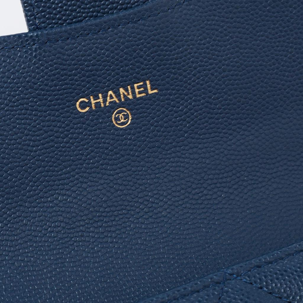 Chanel Blue Leather Classic Flap Wallet商品第8张图片规格展示