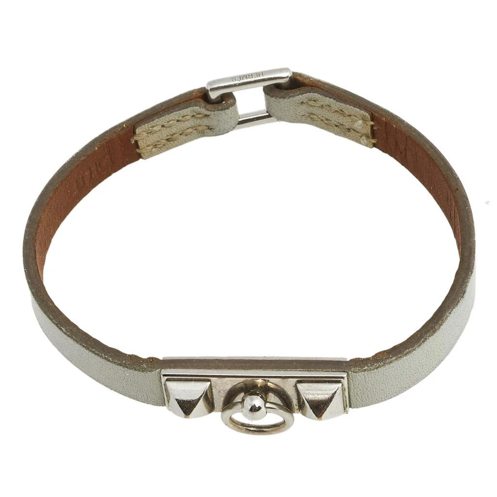 商品[二手商品] Hermes|Hermès Grey Leather Palladium Plated Micro Rivale Bracelet M,价格¥1315,第5张图片详细描述