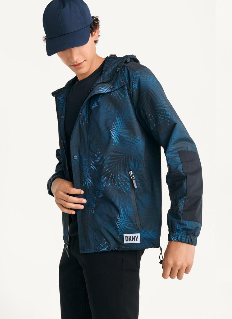 Printed Nylon Wild Palm Hooded Rain Jacket商品第4张图片规格展示