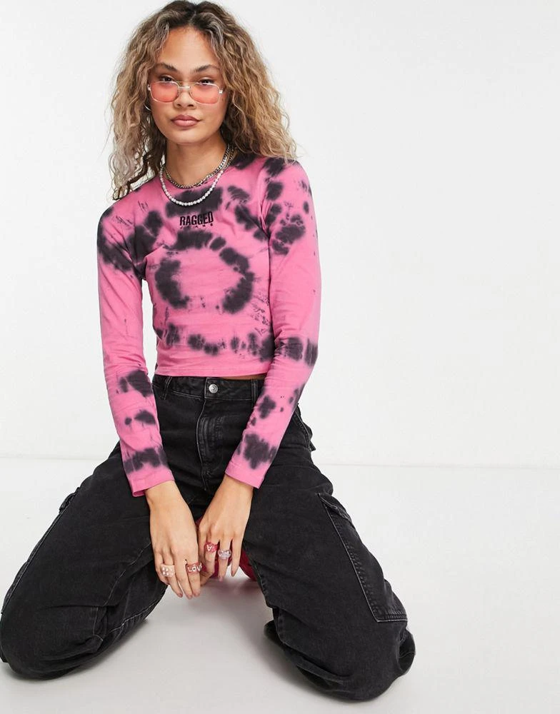 商品The Ragged Priest|The Ragged Priest lomg sleeve crop top in pink tie dye,价格¥183,第3张图片详细描述