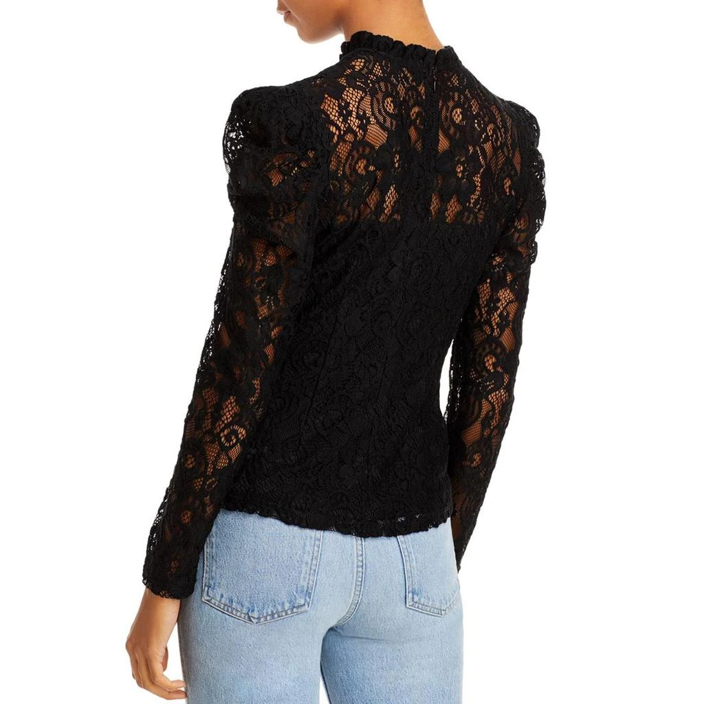 商品AQUA|Aqua Womens Lace Overlay Puff Sleeve Top,价格¥107,第3张图片详细描述