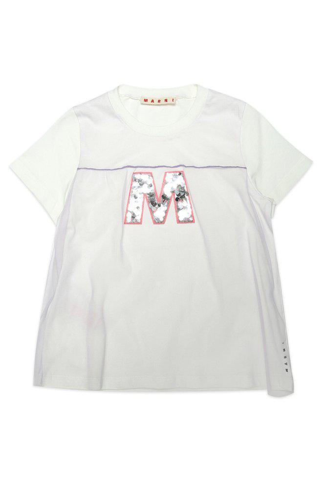 商品Marni|Marni Kids Logo Sequin Embellished Crewneck T-Shirt,价格¥424,第1张图片