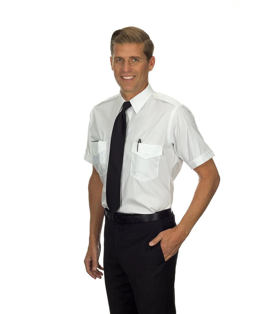 商品Van Heusen|Mens Dress Shirts Short Sleeve Pilot Shirt Solid Spread Collar,价格¥185,第3张图片详细描述
