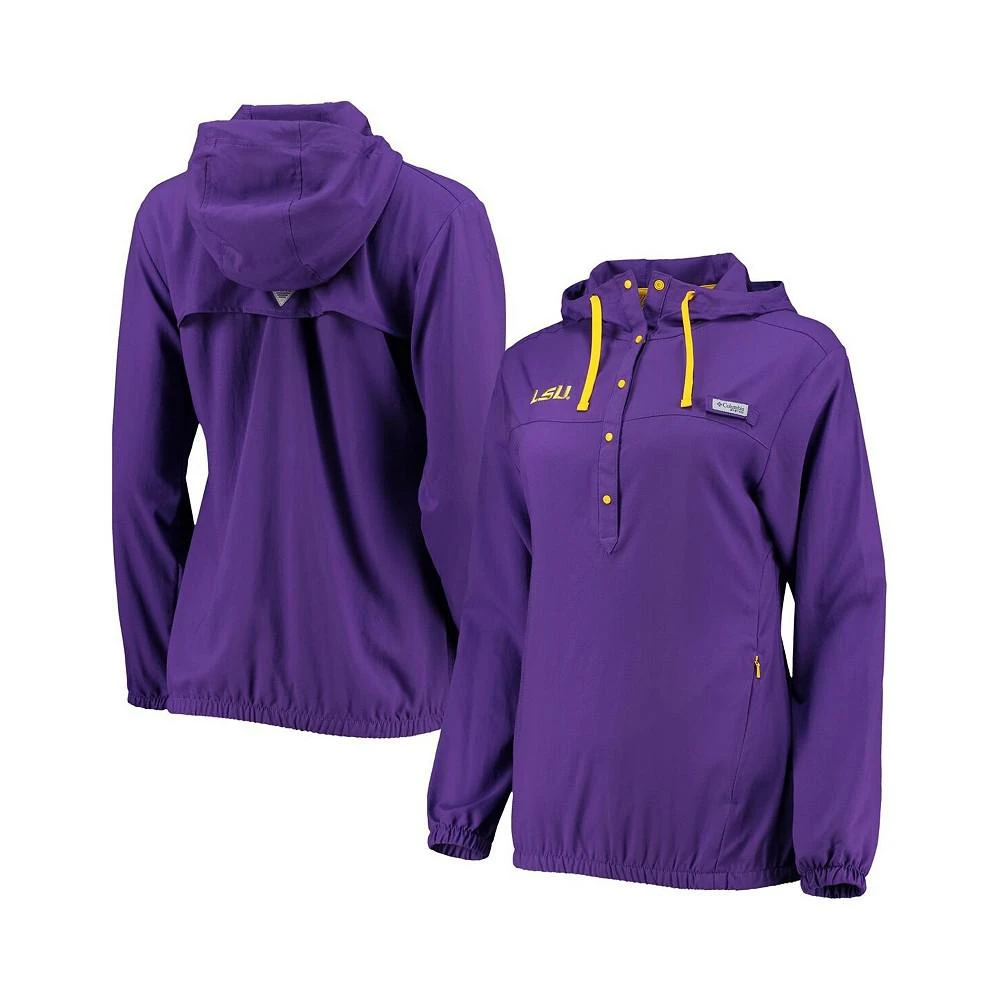 商品Columbia|Women's Purple LSU Tigers Tamiami Sun-Protection Omni-Wick Pullover Hoodie,价格¥392,第1张图片