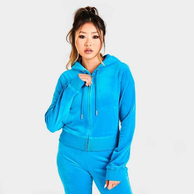 商品Juicy Couture|Women's Juicy Couture OG Big Bling Velour Zip-Up Hoodie,价格¥445,第3张图片详细描述