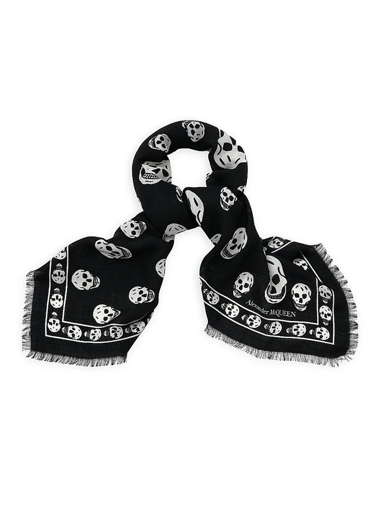 商品Alexander McQueen|骷髅真丝雪纺围巾 丝巾,价格¥2944,第3张图片详细描述