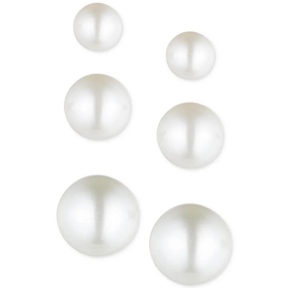 商品Anne Klein|3-Pc. Set Gold-Tone Imitation Pearl Stud Earrings,价格¥209,第1张图片