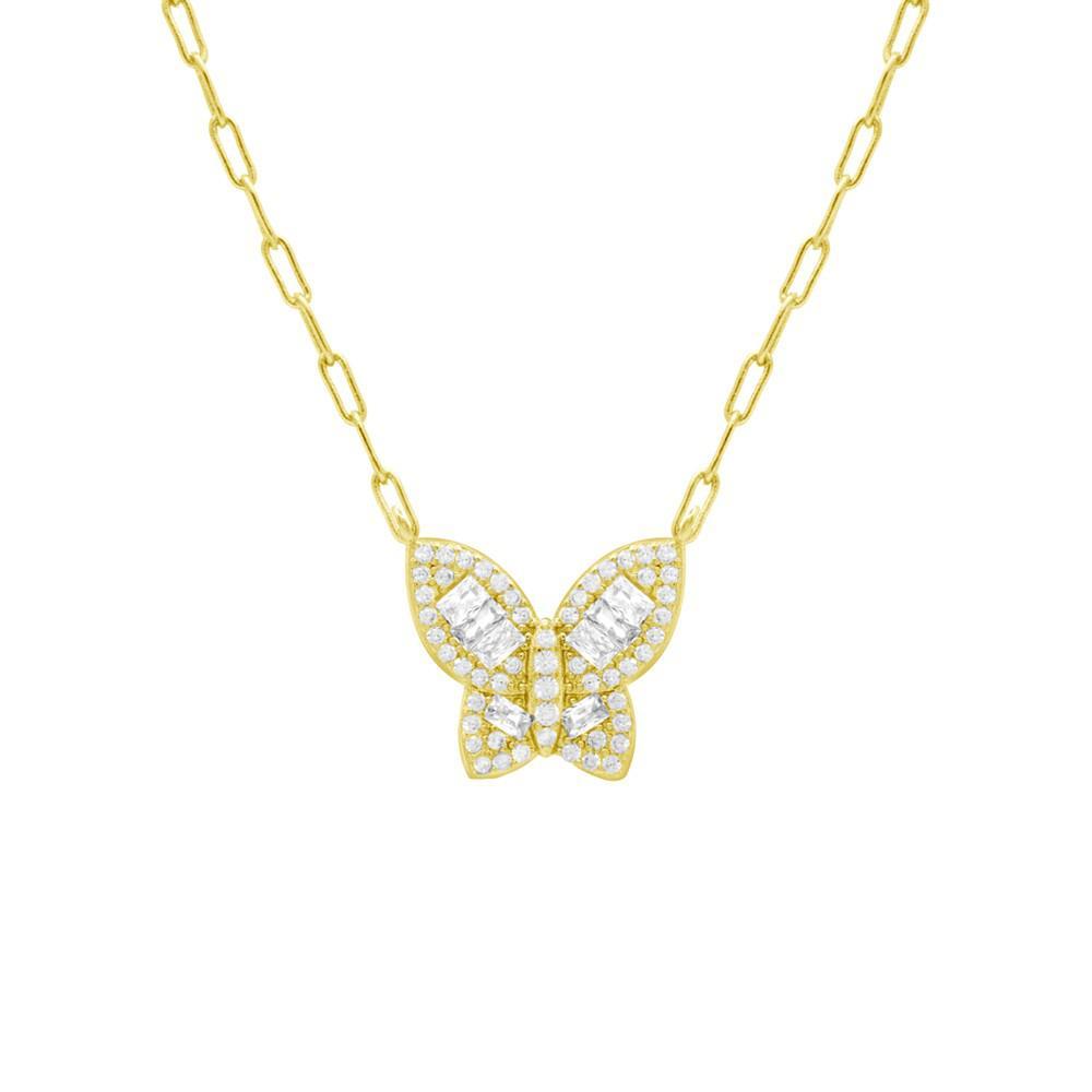 商品Essentials|Cubic Zirconia Butterfly Necklace, Gold Plate 16+2" extender,价格¥186,第1张图片