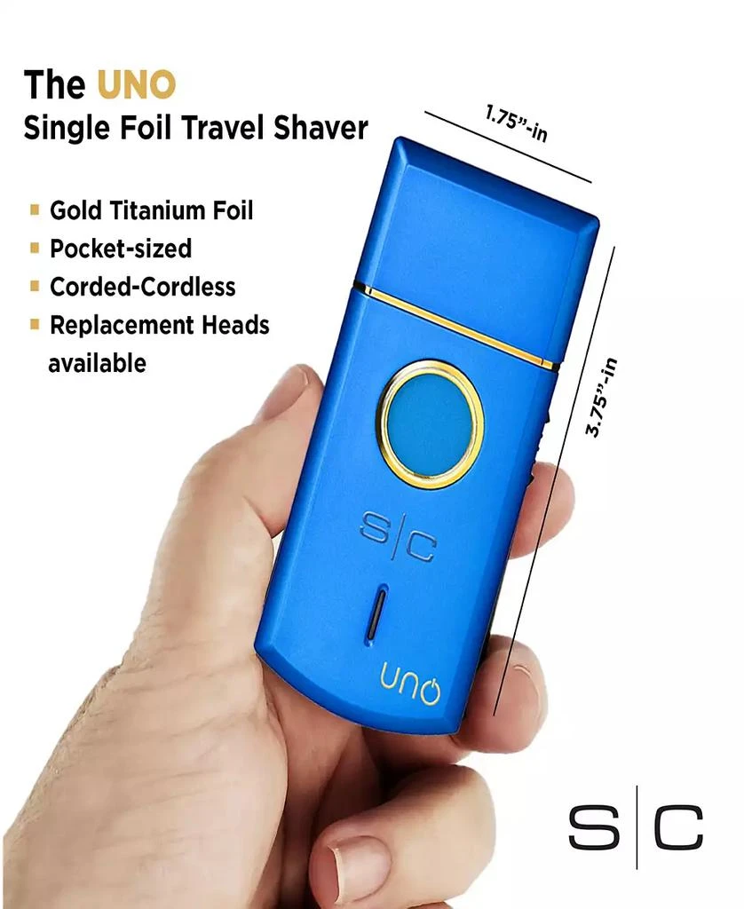 商品StyleCraft Professional|Uno Travel Sized Single USB Rechargeable Mens Foil Shaver with Cap - Blue,价格¥413,第5张图片详细描述