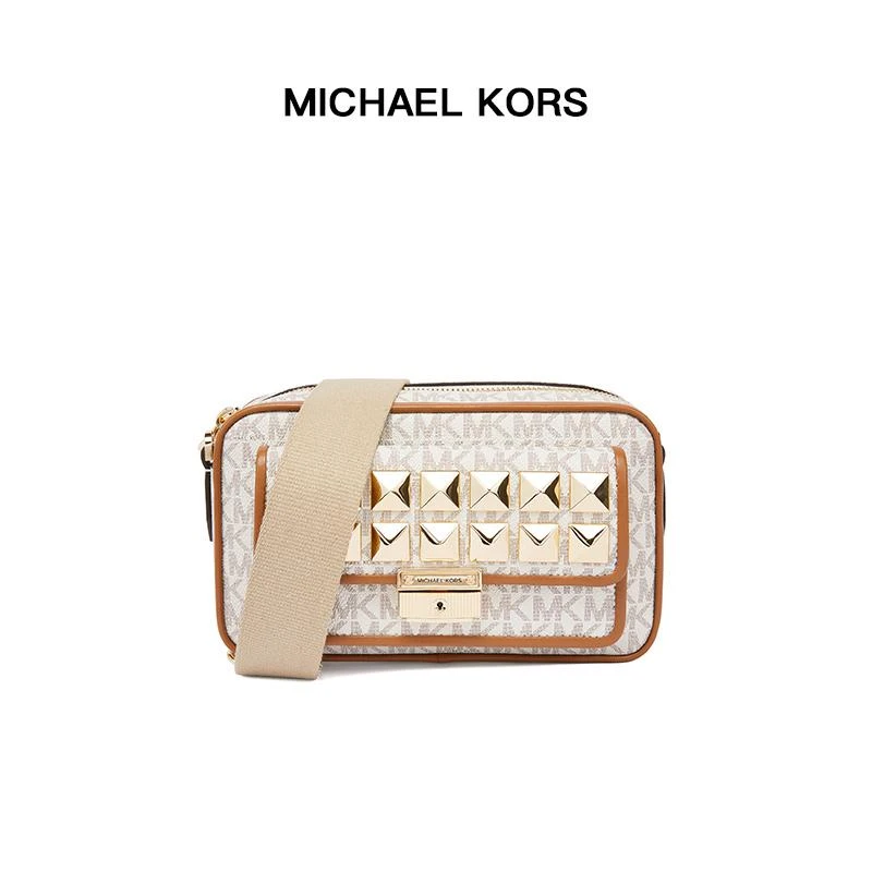 商品[国内直发] Michael Kors|MK 女包 迈克·科尔斯（MICHAEL KORS）白色皮质单肩斜挎链条包 32H1G2BC2V VANILLA ACRN,价格¥1638,第1张图片详细描述