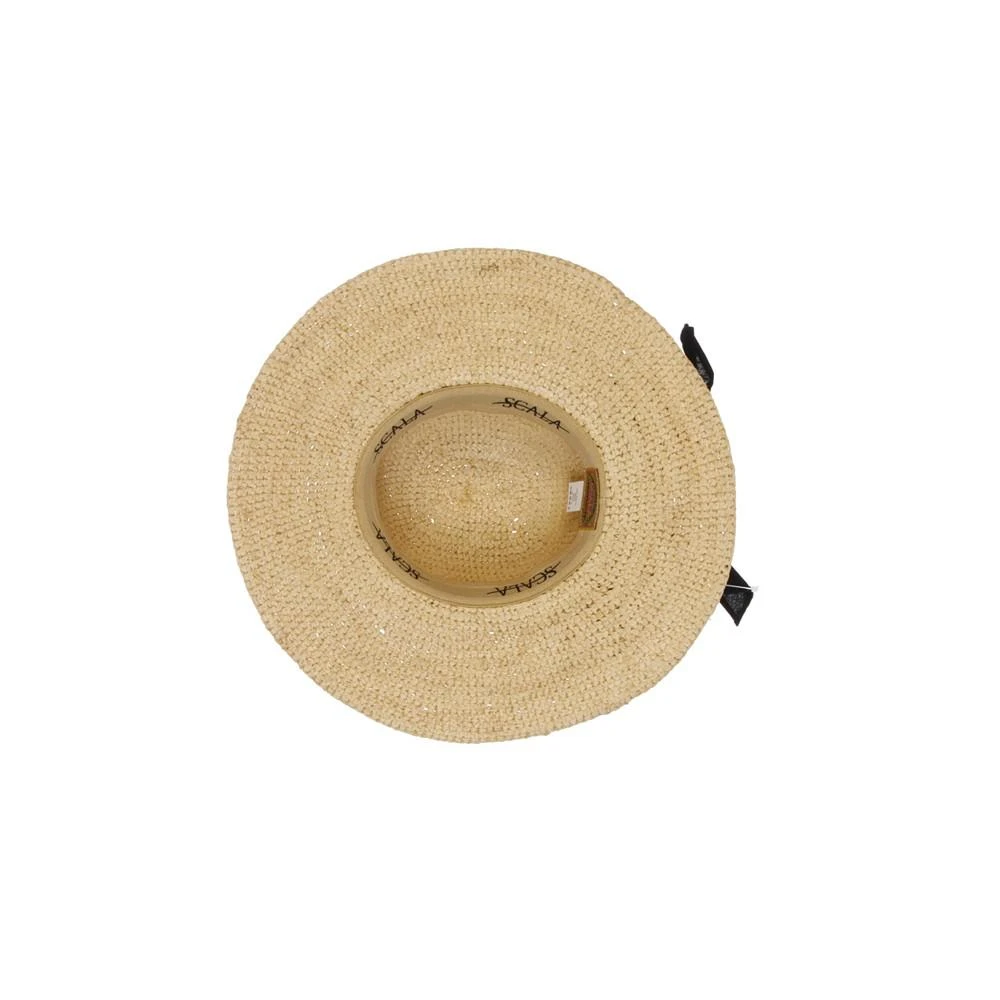 商品SCALA|Women's Wide Brim Round Raffia Hat with Linen Bow,价格¥1010,第5张图片详细描述