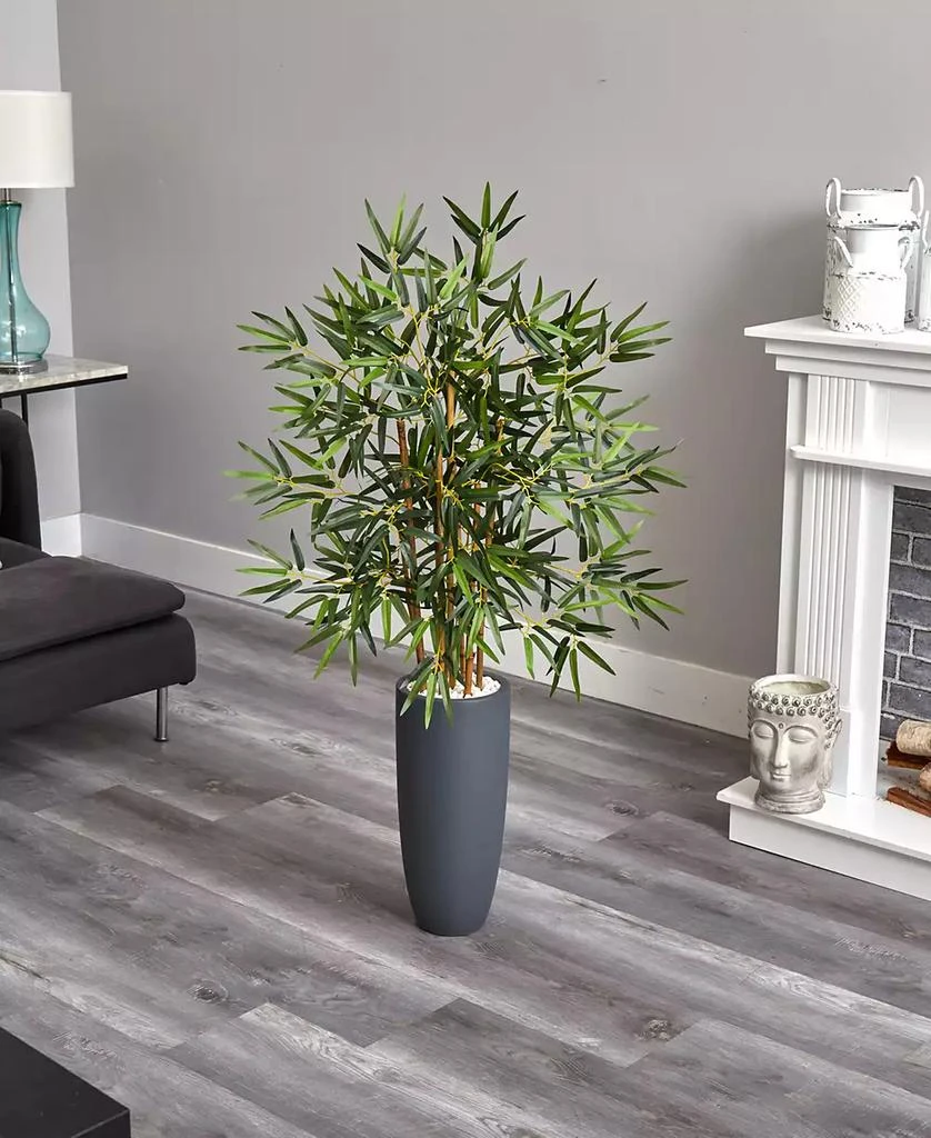 商品NEARLY NATURAL|4' Bamboo Artificial Tree in Gray Cylinder Planter,价格¥1196,第3张图片详细描述