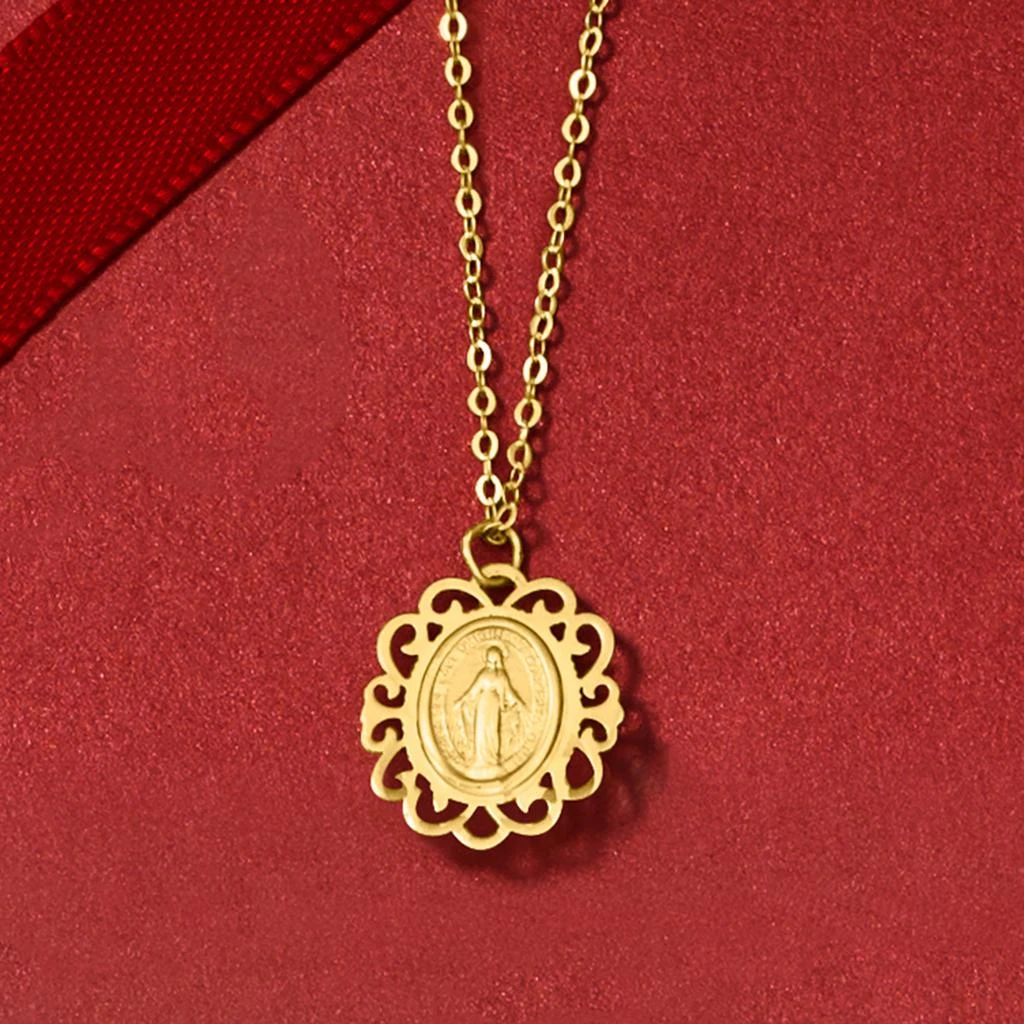 商品Ross-Simons|Italian 14kt Yellow Gold Miraculous Medal Pendant Necklace,价格¥2106,第2张图片详细描述