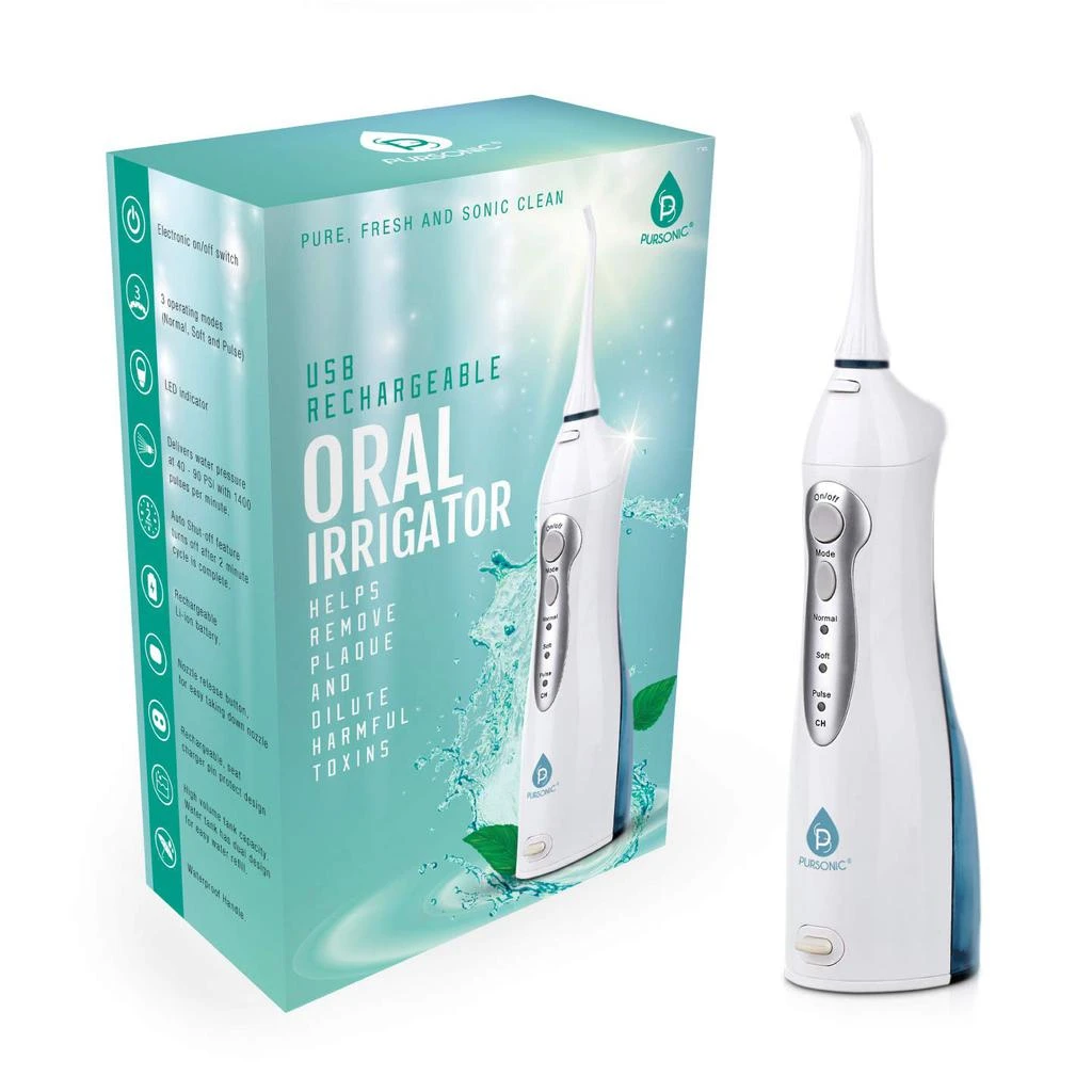 商品PURSONIC|USB Rechargeable Oral Irrigator Water Flosser, Helps Remove Plaque And Dilute Harmful Toxins,价格¥358,第1张图片