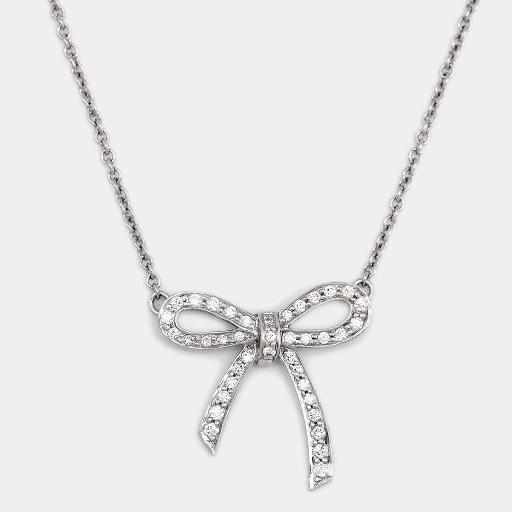 商品[二手商品] Tiffany & Co.|Tiffany & Co. Bow Diamond Platinum Pendant Necklace,价格¥10322,第1张图片