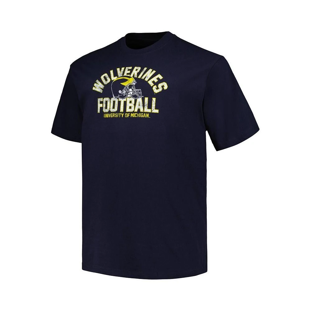 商品CHAMPION|Men's Navy Distressed Michigan Wolverines Big and Tall Football Helmet T-shirt,价格¥220,第2张图片详细描述