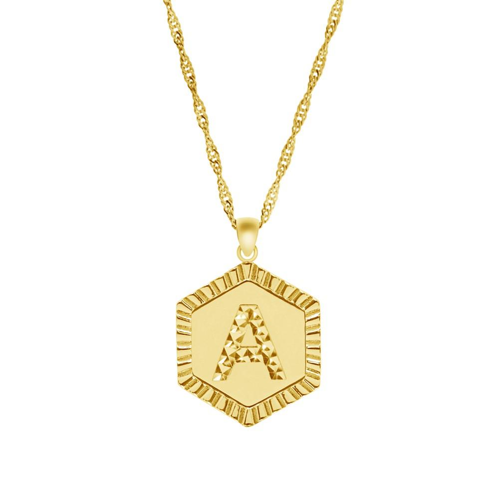 Gold Plate Diamond Cut Initial Pendant Necklace, 16" + 2" extender商品第1张图片规格展示