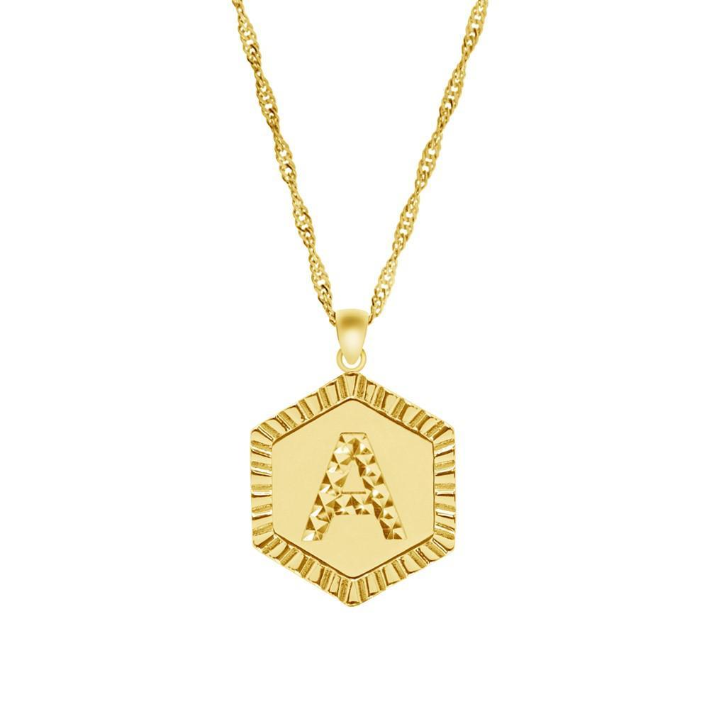 商品Essentials|Gold Plate Diamond Cut Initial Pendant Necklace, 16" + 2" extender,价格¥187,第1张图片
