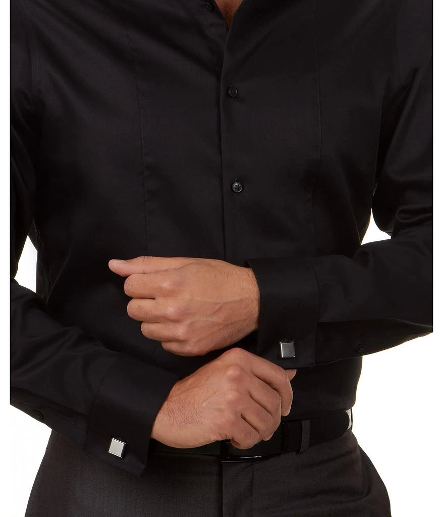 商品Calvin Klein|Dress Shirt Slim Fit Non Iron Herringbone French Cuff,价格¥327,第3张图片详细描述