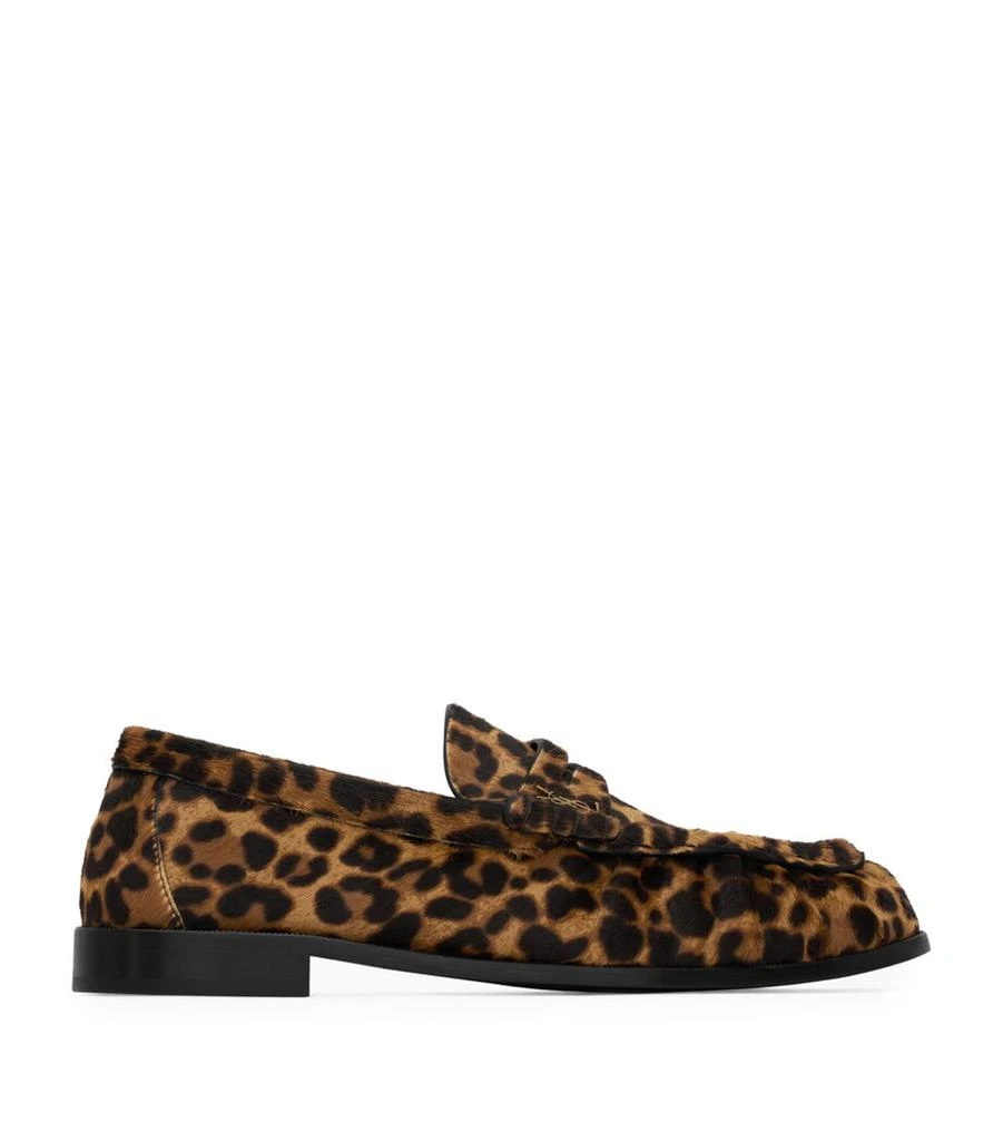 商品Yves Saint Laurent|Leather Leopard Loafers,价格¥10673,第1张图片