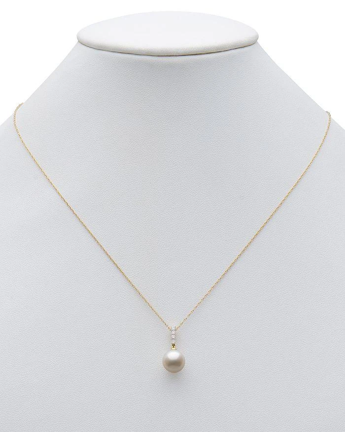 商品Bloomingdale's|Cultured Freshwater Pearl & Diamond Pendant Necklace in 14k Yellow Gold, 18" - Exclusive,价格¥4310,第2张图片详细描述