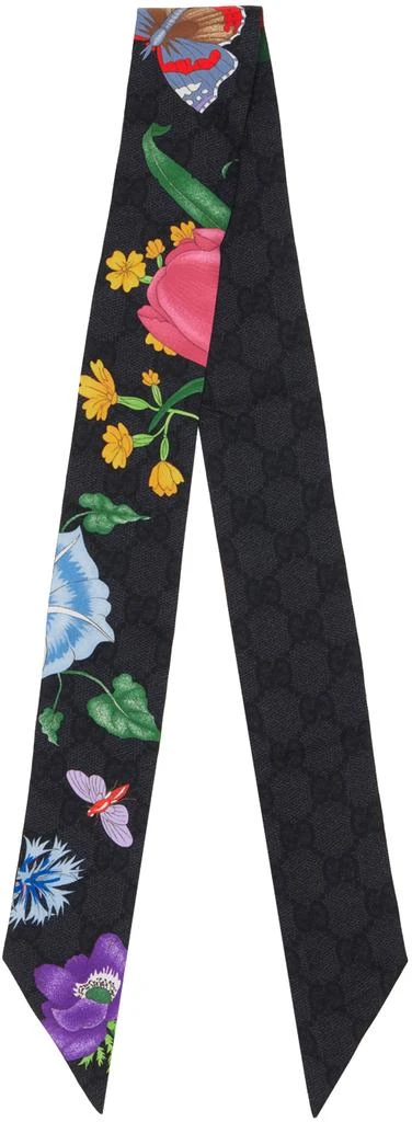 商品Gucci|Black Flora Scarf,价格¥1454,第2张图片详细描述