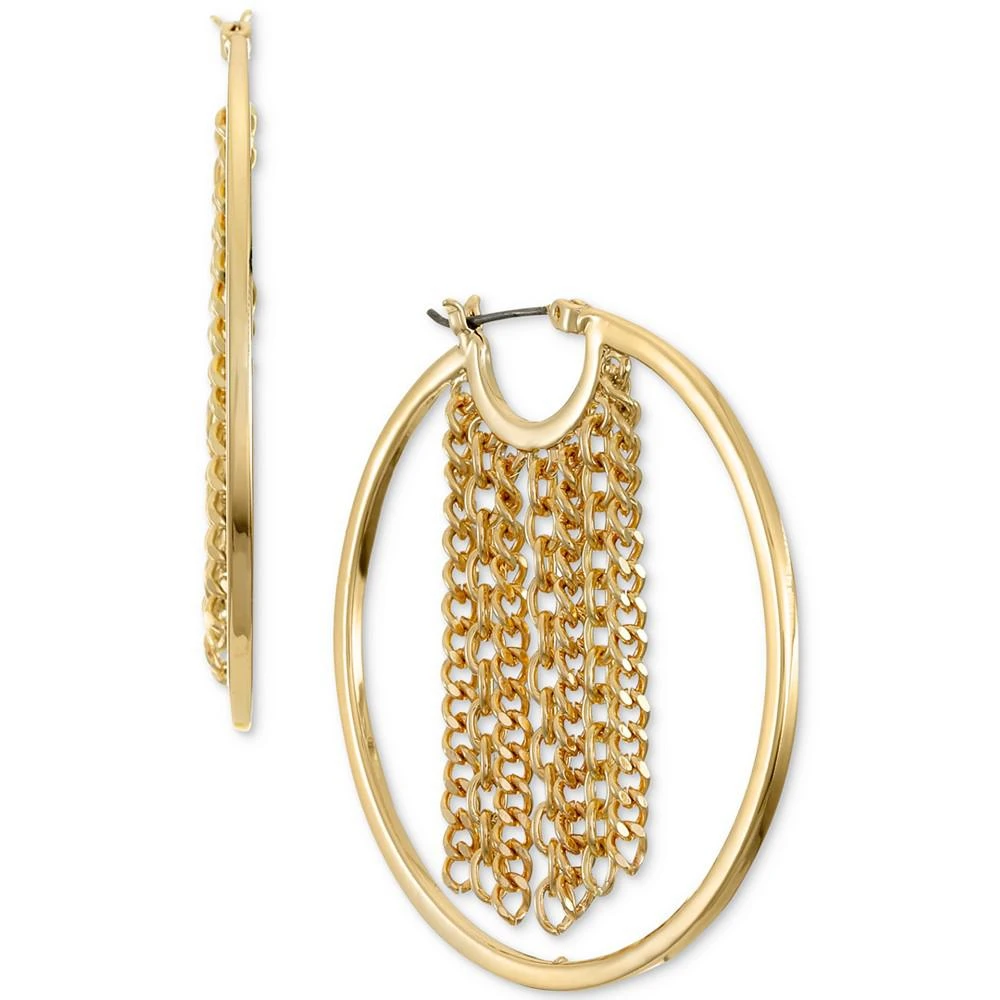 商品Alfani|Gold-Tone Chain Curtain Hoop Earrings, 2", Created for Macy's,价格¥57,第1张图片