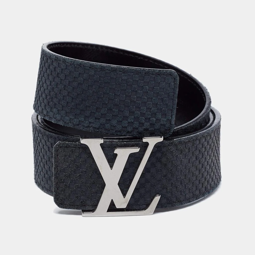 商品[二手商品] Louis Vuitton|Louis Vuitton Black Mini Damier Suede LV Initiales Belt 90CM,价格¥3344,第1张图片