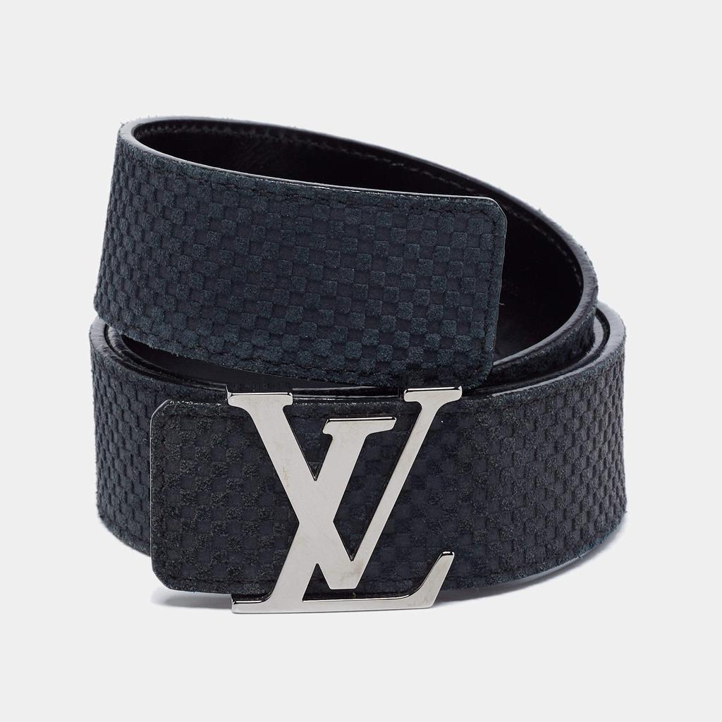 商品[二手商品] Louis Vuitton|Louis Vuitton Black Mini Damier Suede LV Initiales Belt 90CM,价格¥3795,第1张图片