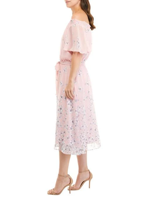 商品Sandra Darren|Darren Womens Short Sleeve Off The Shoulder Printed Maxi Dress,价格¥152,第3张图片详细描述