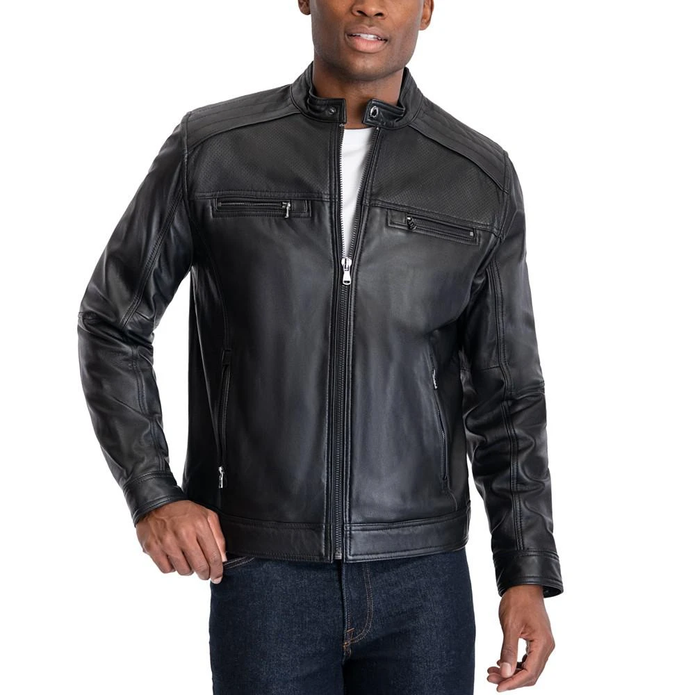 商品Michael Kors|Men's Perforated Leather Moto Jacket, Created for Macy's,价格¥2685,第5张图片详细描述
