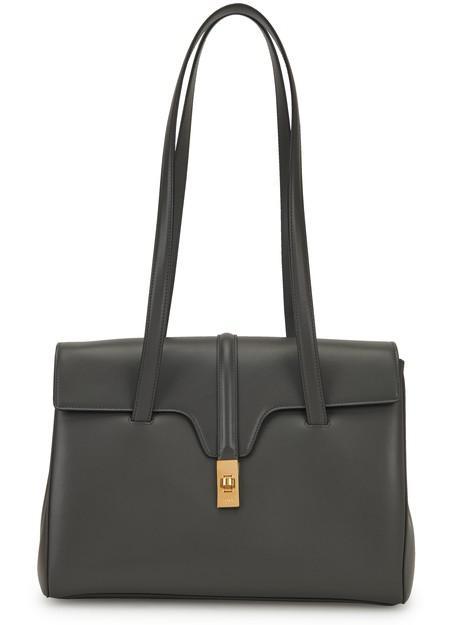 商品Celine|Soft 16 中号光滑牛皮革手袋烟黑色,价格¥23046,第1张图片