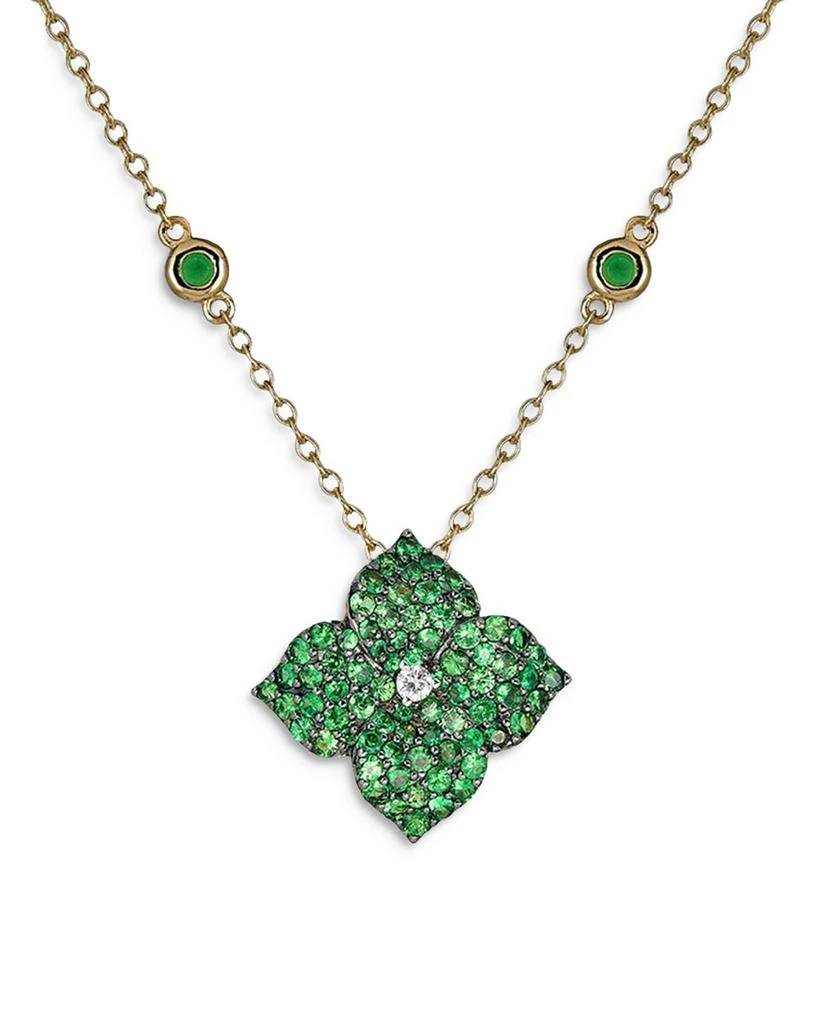 商品Piranesi|18K Yellow Gold Small Fiore Necklace with Green Tsavorite Garnets and Diamonds,价格¥24638,第1张图片