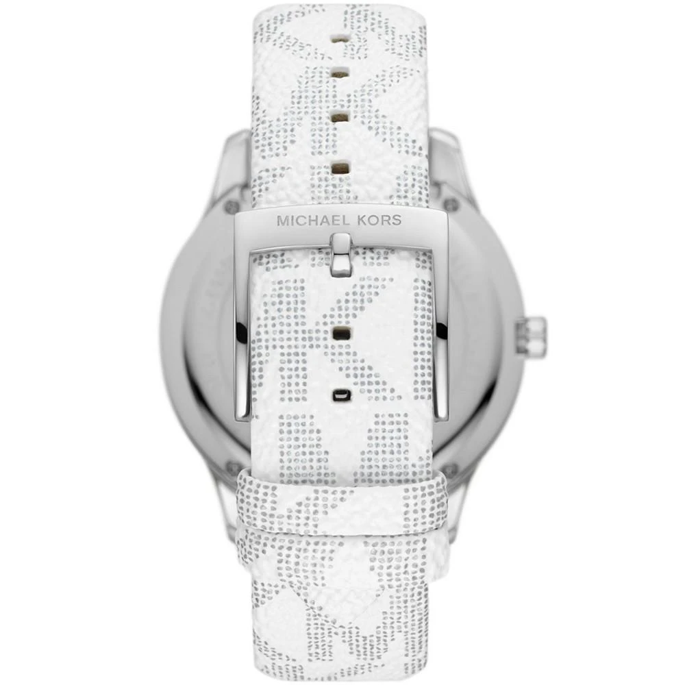 商品Michael Kors|Women's Runway White Metallic Polyvinyl Chloride Strap Watch, 40mm,价格¥1540,第3张图片详细描述