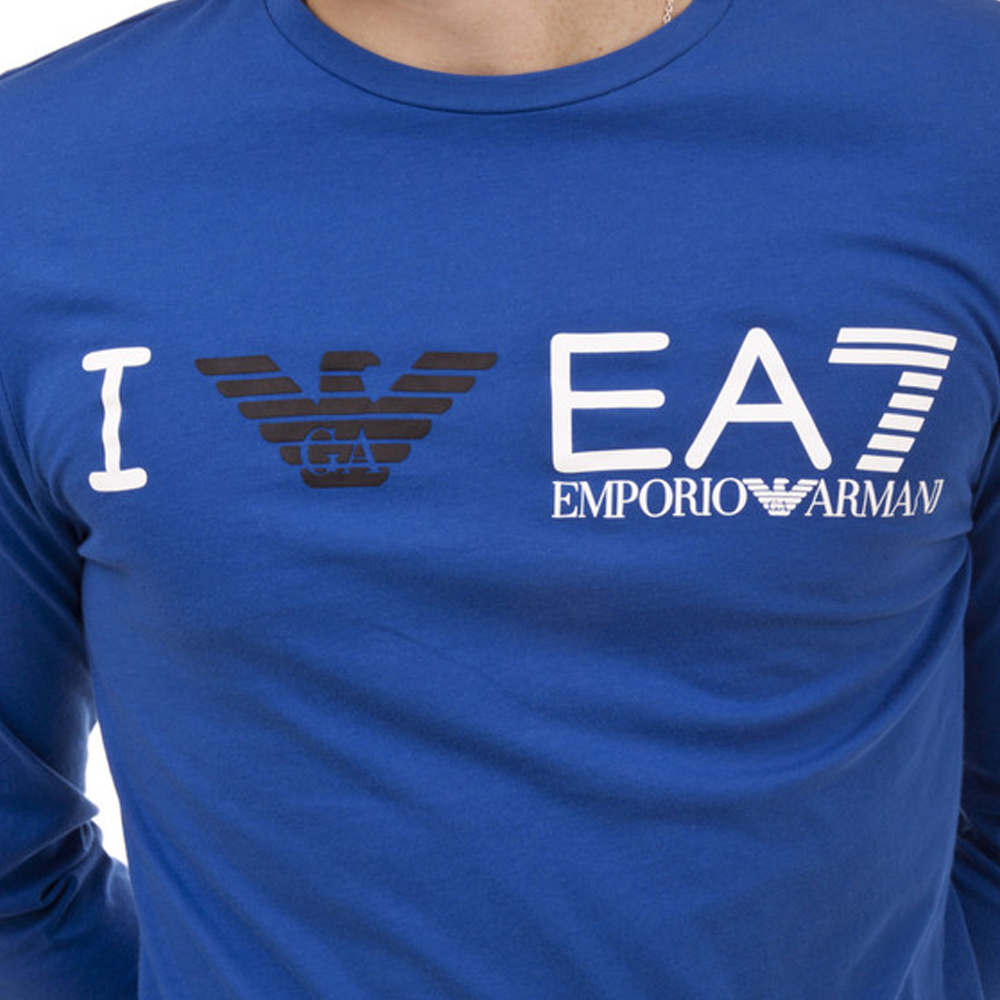 EMPORIO ARMANI 安普里奥·阿玛尼 字母logo印花长袖蓝色男士T恤 273691-4A241-00033商品第2张图片规格展示