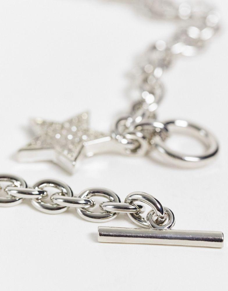Reclaimed Vintage inspired unisex Y2K necklace with star in silver商品第2张图片规格展示
