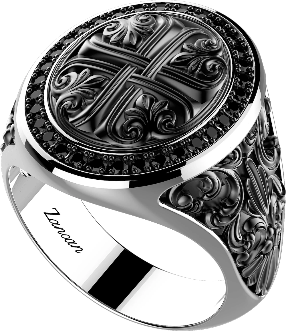 商品Zancan|Silver ring with flamboyant design and natural stones.,价格¥2451,第1张图片