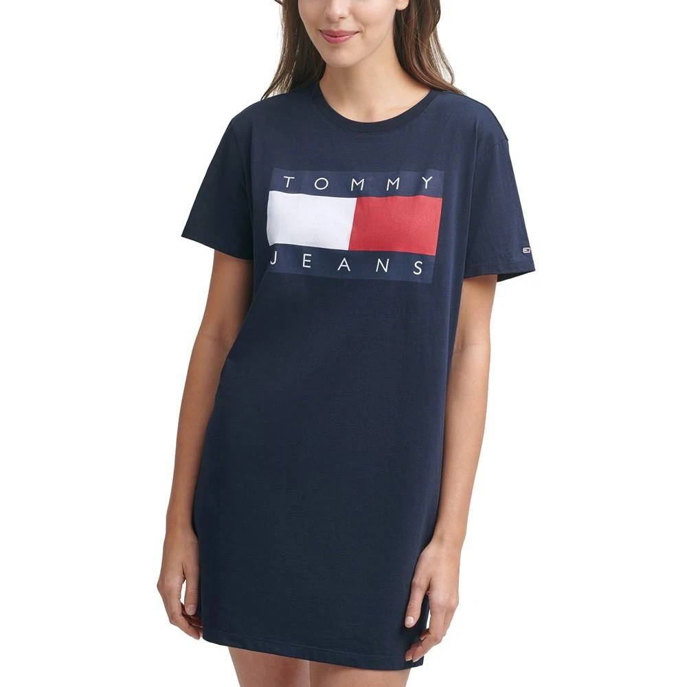 商品Tommy Hilfiger| Tommy Hilfiger徽标棉质 T 恤连衣裙 ,价格¥66,第1张图片