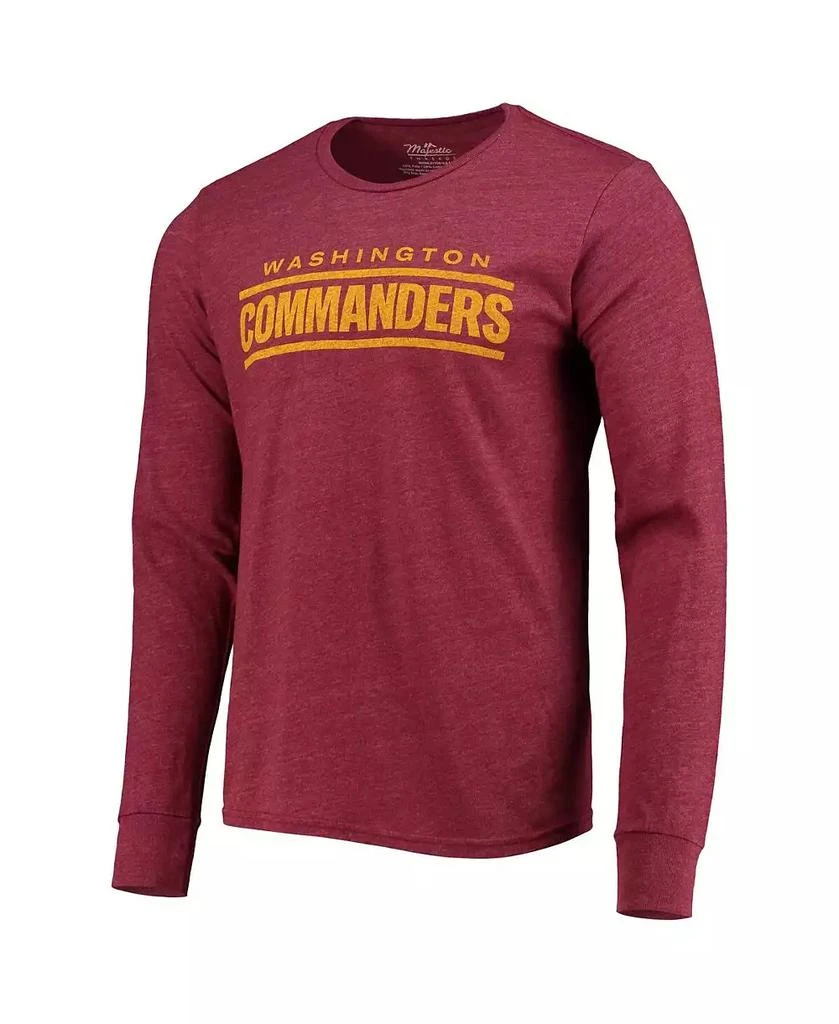 商品Majestic|Men's Washington Commanders Threads Burgundy Wordmark Tri-Blend Long Sleeve T-shirt,价格¥335,第2张图片详细描述